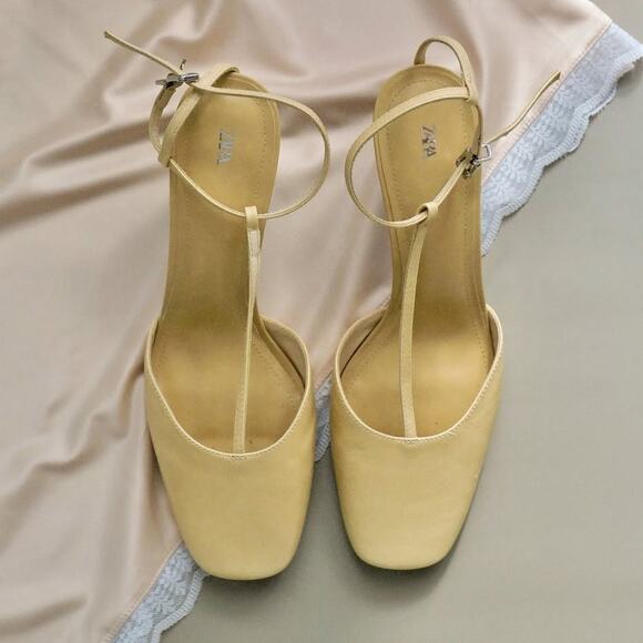 ZARA Yellow Leather Heels NWT - Picture 11 of 16